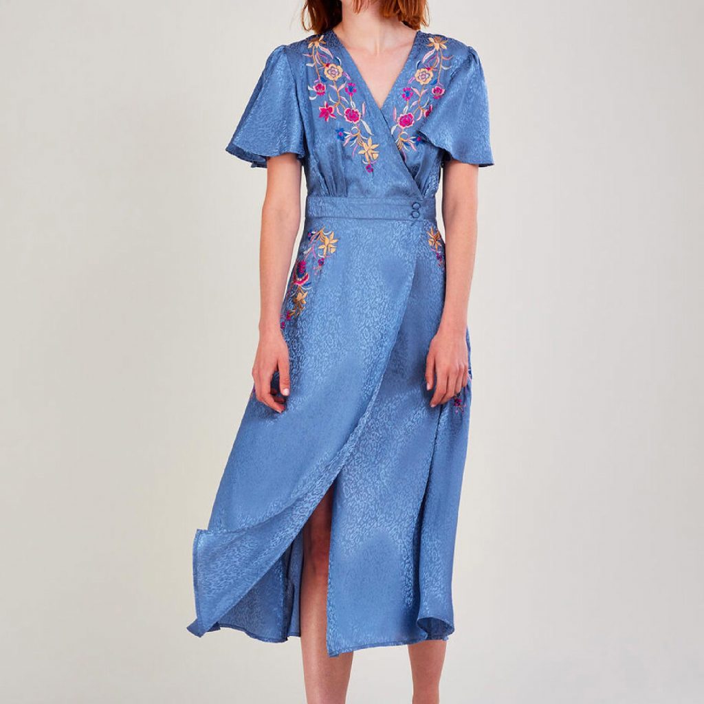 Elizabeth embroidered jacquard dress blue-Sale-GBP40