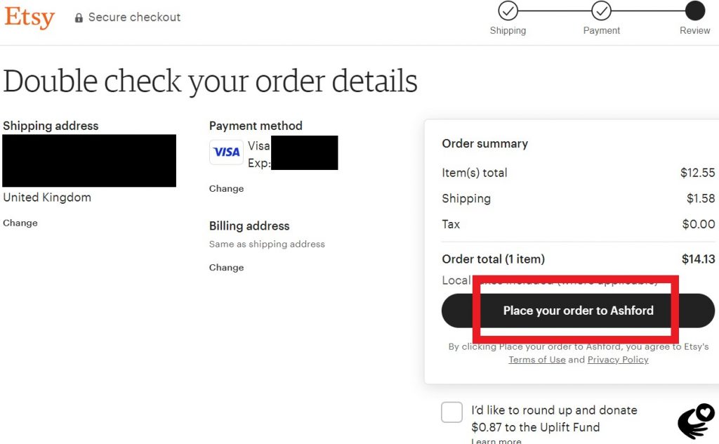Shop Etsy US/UK in MY Tutorial 10: double check order details