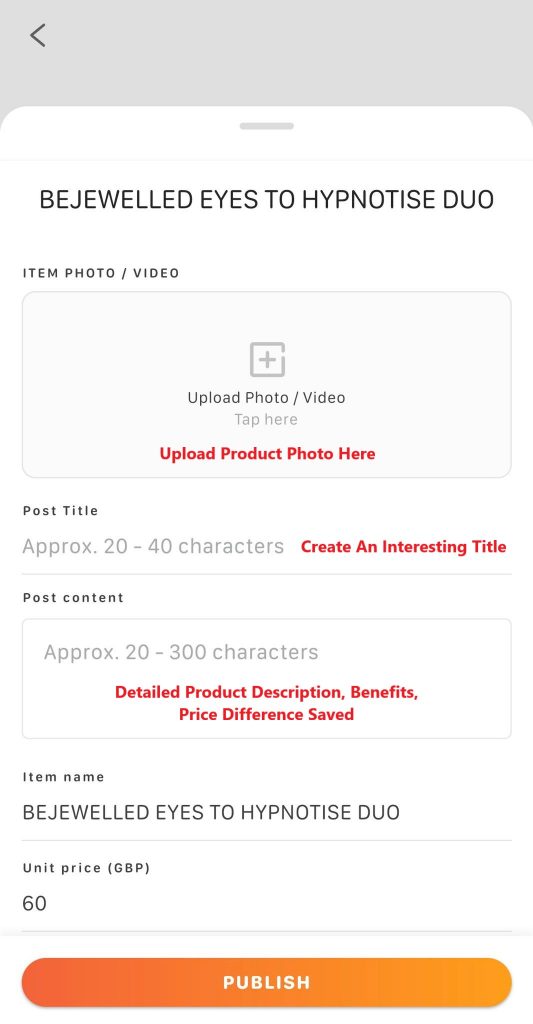 Type in product details