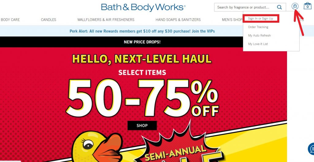 Bath and Body Works US Shopping Tutorial 3: visit Bath and Body Works website 