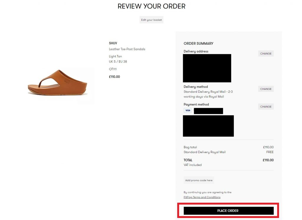 Fitflop UK Shopping Tutorial 11: double check cart items and place order 
