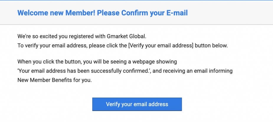 Gmarket Shopping Tutorial 5: verify your Gmarket account from your email