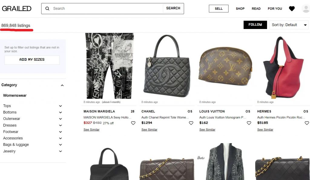 Grailed Shopping Tutorial 7 : Browse and sort listings