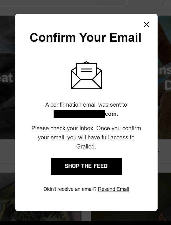 Grailed Shopping Tutorial 5 : Confirm your email address