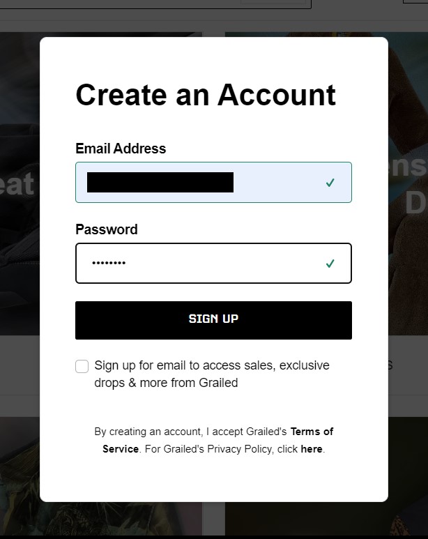 Grailed Shopping Tutorial 2 : Create an account