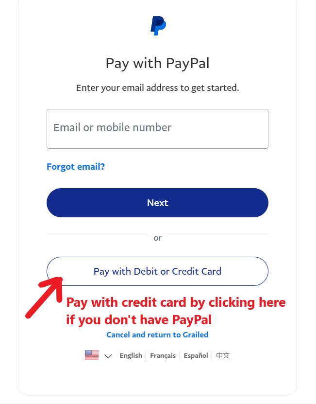 Grailed Shopping Tutorial 11 : pay with paypal or checkout with credit card