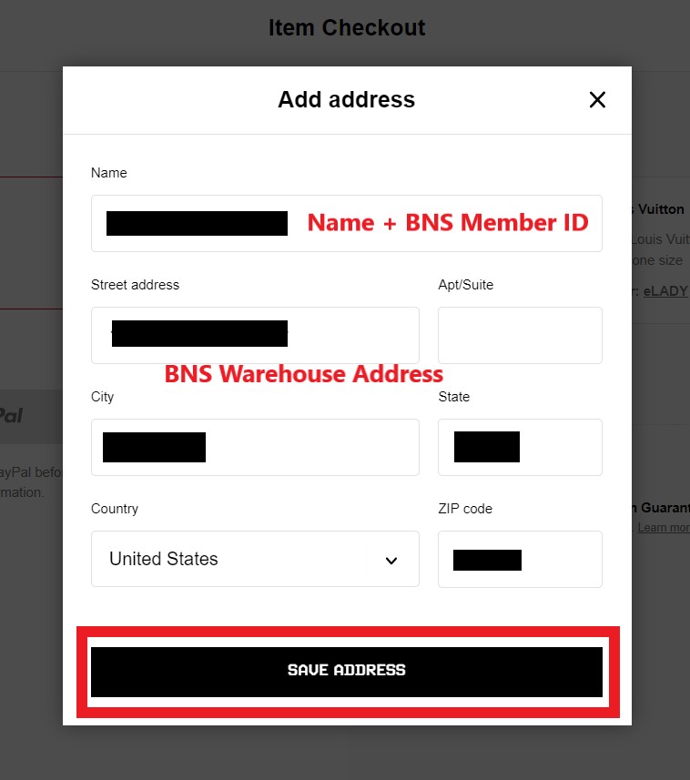 Grailed Shopping Tutorial 10 : add Buyandship warehouse address as shipping address 