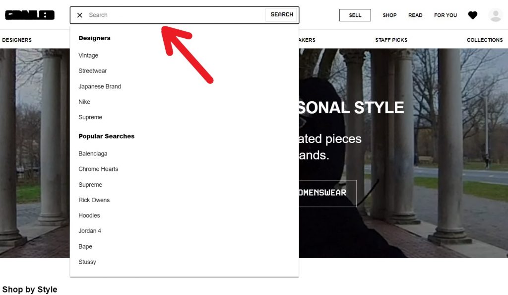 Grailed Shopping Tutorial 6 : Browse and search through search bar and categories