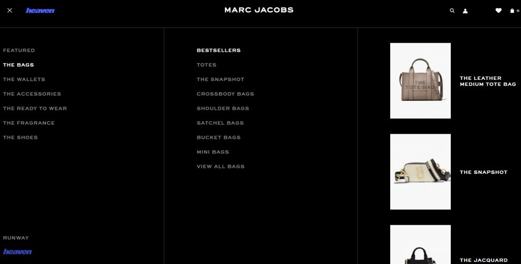Marc Jacobs Shopping Tutorial  4: browse Marc Jacobs US site by searching or by collections