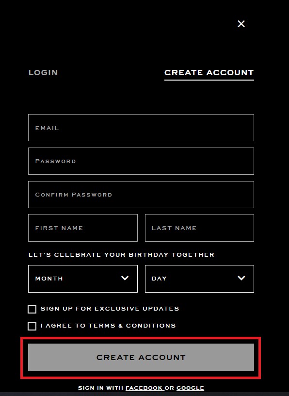 Marc Jacobs Shopping Tutorial  3: fill in your personal details to create an account 