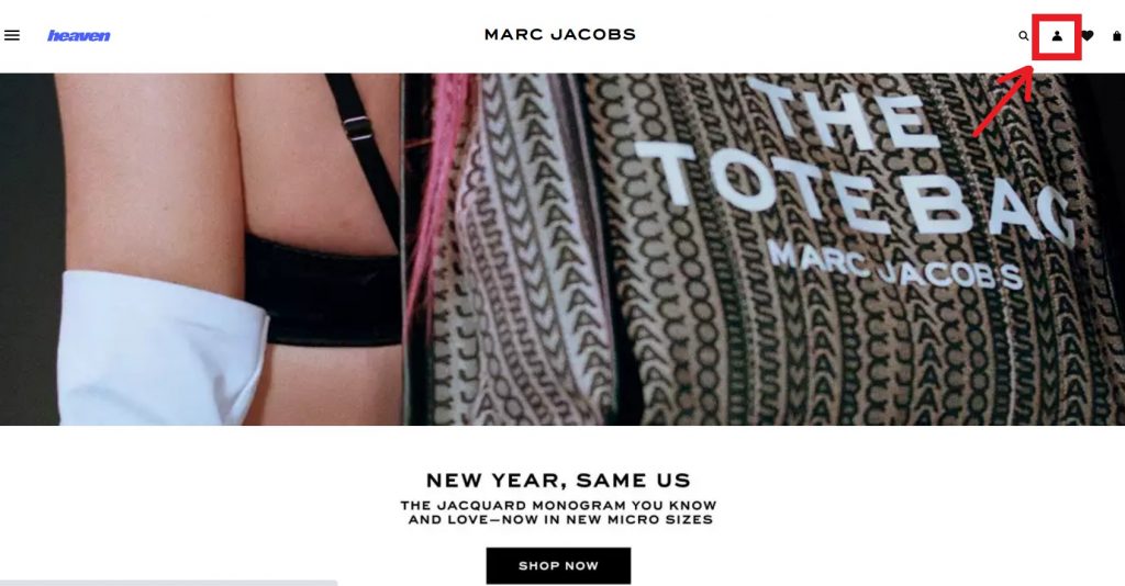 Marc Jacobs Shopping Tutorial  2: log in or create an account 