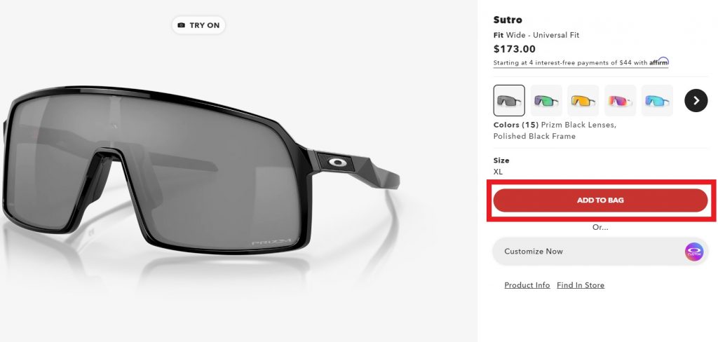 Oakley US Shopping Tutorial 4: Add your favourite Oakley items into cart 