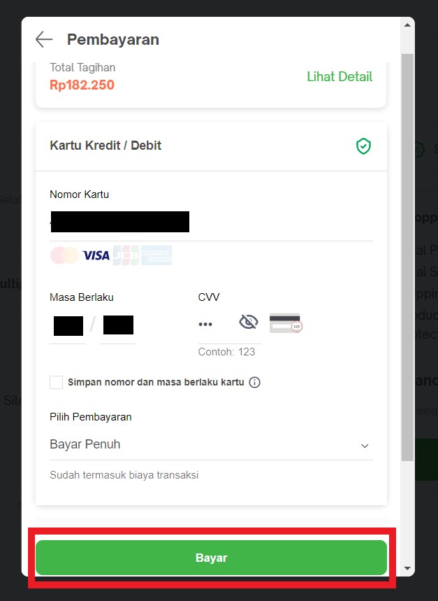Tokopedia Shopping Tutorial 13 : fill in credit card details and pay