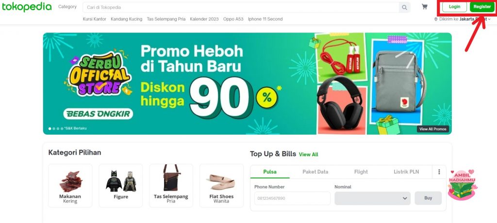 Tokopedia Shopping Tutorial 2 : register for an account