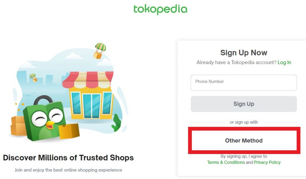 Tokopedia Shopping Tutorial 3 : sign up with email or google account