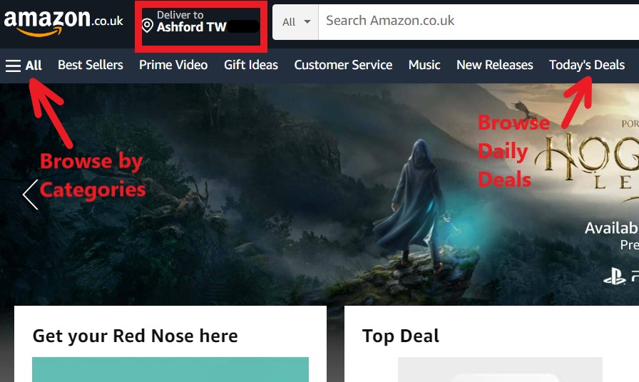 Amazon UK Shopping Tutorial 1: visit website and browse