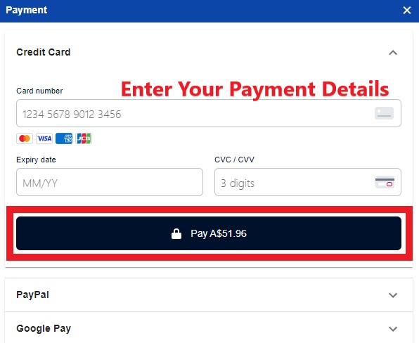 Chemist Warehouse AU Shopping Tutorial 7: choose payment method and  enter payment details. Submit order