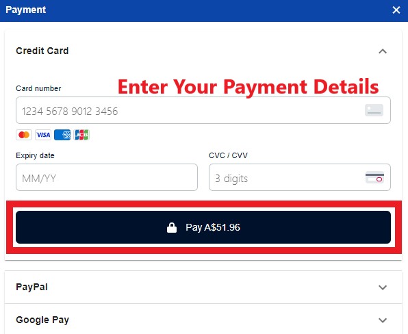Chemist Warehouse AU Shopping Tutorial 7: choose payment method and enter payment details. Submit order