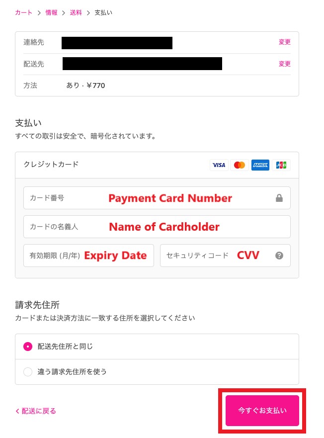 Daiso Japan Shopping Tutorial 10: enter card payment details