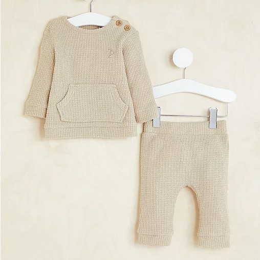 Billie Faiers Baby Neutral Waffle Sweatshirt & Trousers Set