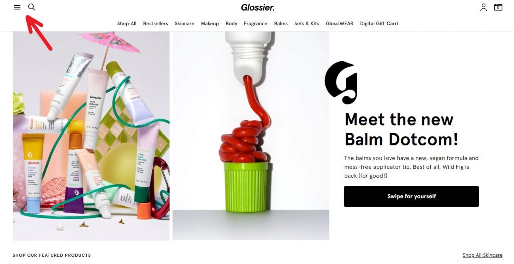 Glossier US Shopping Tutorial 3: browse glossier website