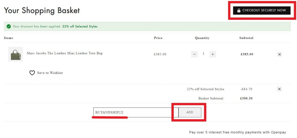 Mybag Shopping Tutorial 5: visit your basket and set shipping to UK