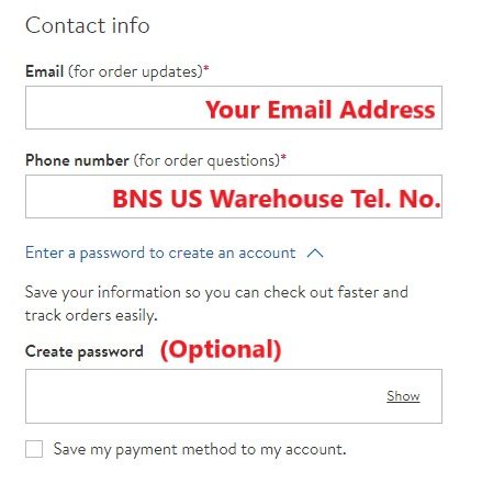 Nordstrom US Shopping Tutorial 9: enter contact info 