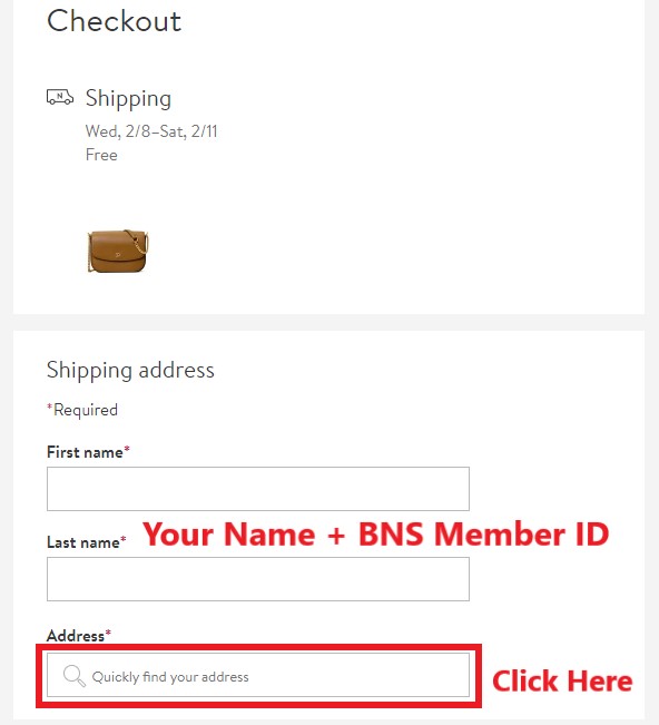 Nordstrom US Shopping Tutorial 7: enter shipping details