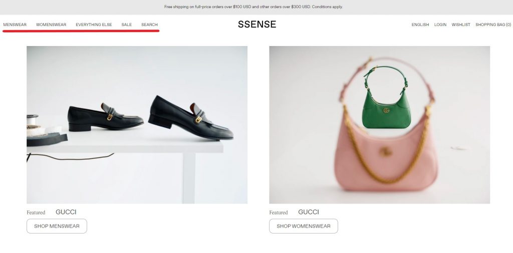 SSENSE US Shopping Tutorial 3: visit SSENSE website and browse