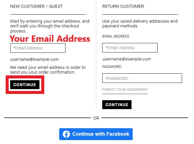 Bobbi Brown UK Shopping Tutorial 6: enter email address to checkout as guest