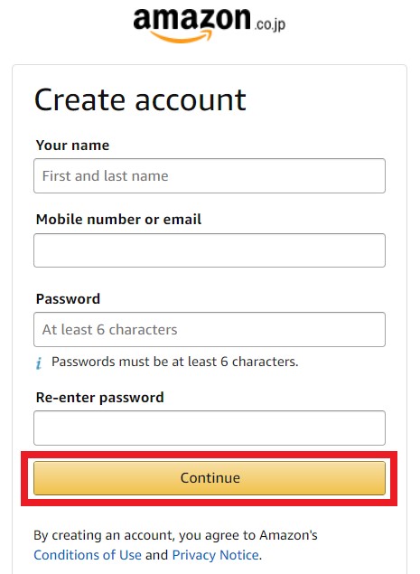 Amazon JP Registration Tutorial 2: fill in your details