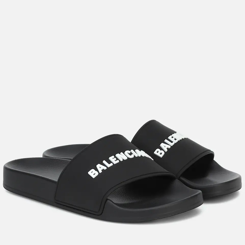 Mytheresa Balenciaga Logo Rubber Slides