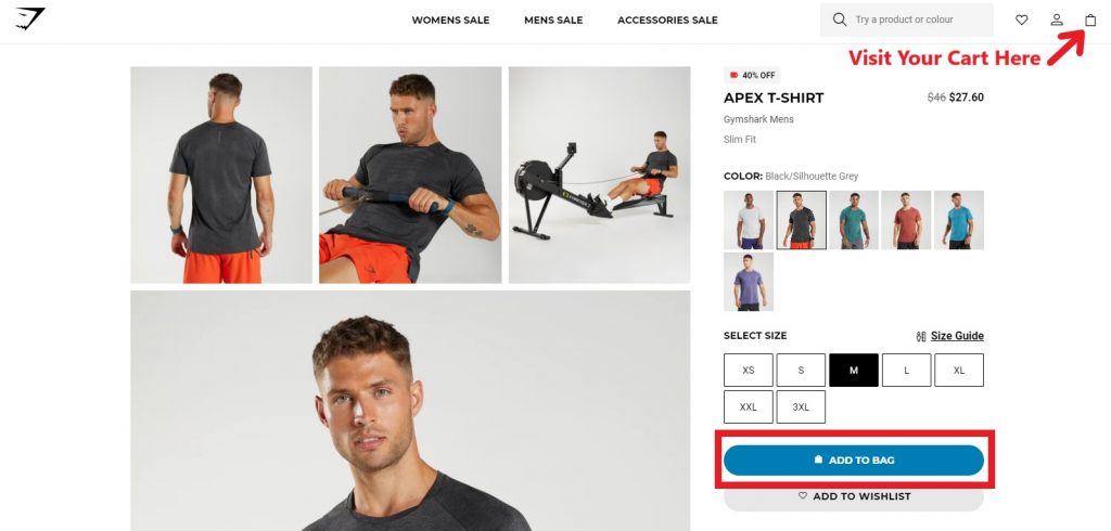 Gymshark US Shopping Tutorial 4: add items into cart