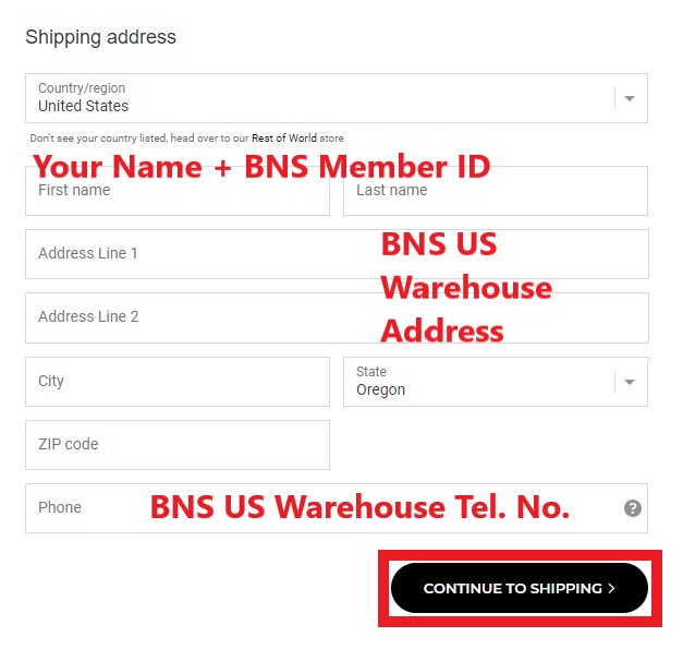 Gymshark Step 4: Enter contact and shipping details