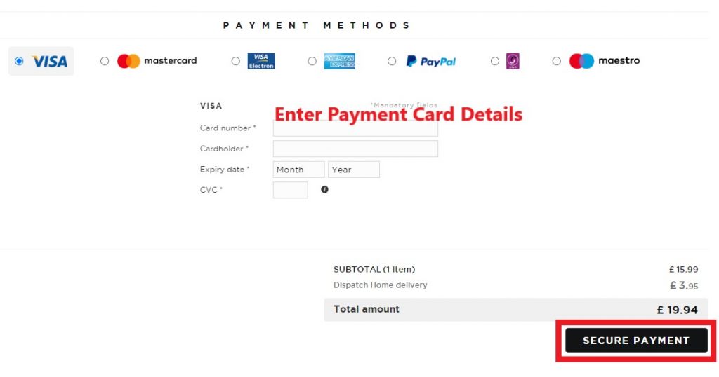 Mango Outlet UK Shopping Tutorial 8: choose payment method and pay