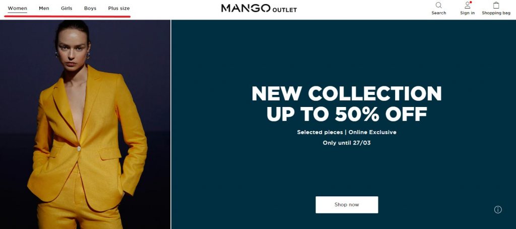 Mango Outlet UK Shopping Tutorial 3: visit website and start browsing