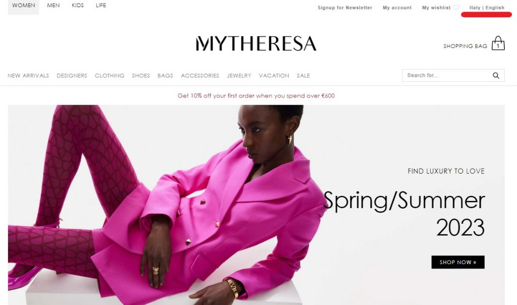 Mytheresa IT Shopping Tutorial 3: visit website and start browsing