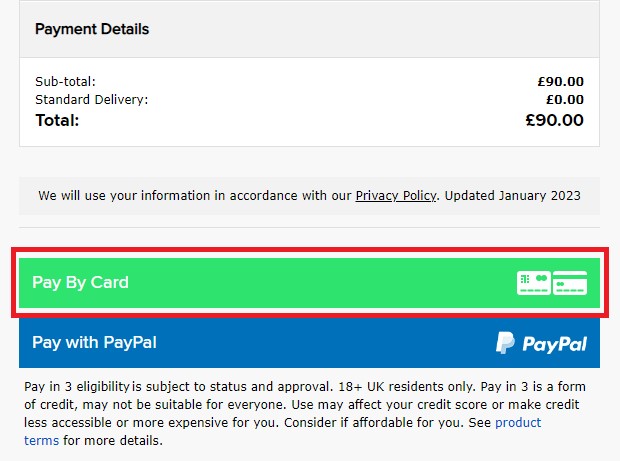 size? UK Shopping Tutorial 9: select your payment method 