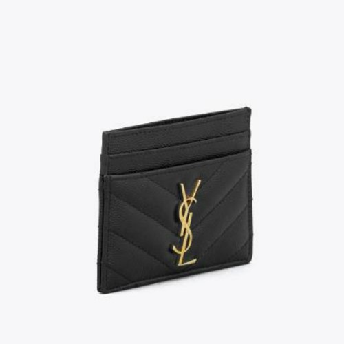 YSL Italy CASSANDRE MATELASSÉ CARD CASE IN GRAIN DE POUDRE EMBOSSED LEATHER