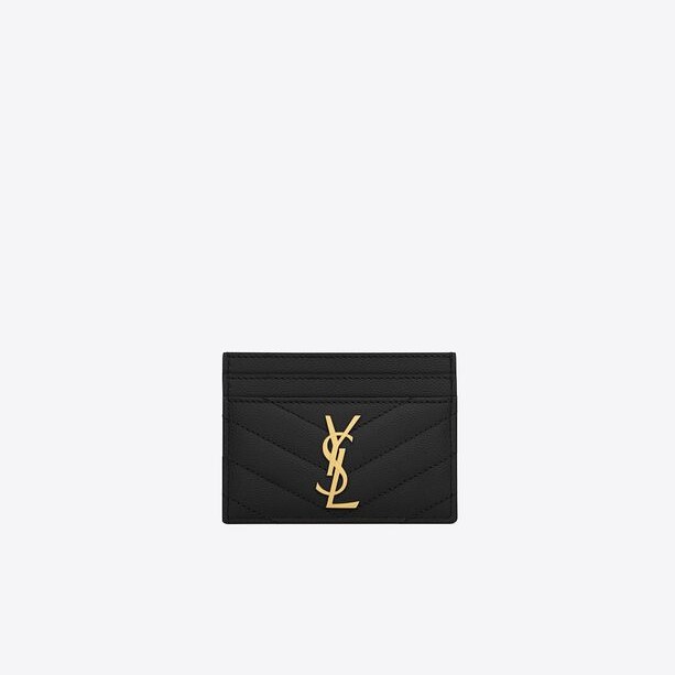 YSL Italy CASSANDRE MATELASSÉ CARD CASE IN GRAIN DE POUDRE EMBOSSED LEATHER