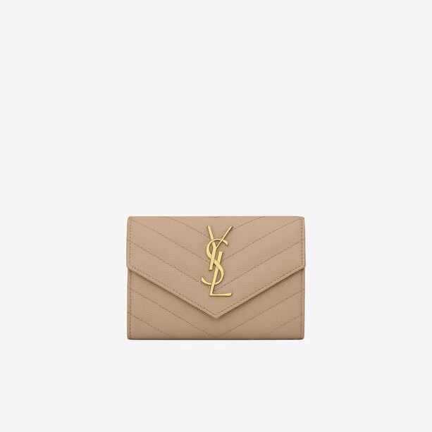 YSL Italy CASSANDRE MATELASSÉ SMALL ENVELOPE WALLET IN GRAIN DE POUDRE EMBOSSED LEATHER