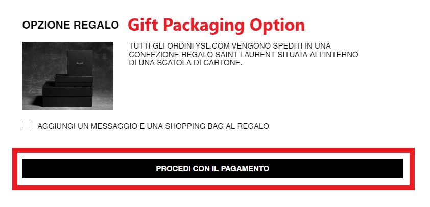 YSL IT Shopping Tutorial 8: add gift packaging option