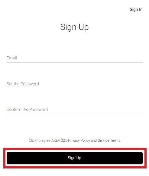 AREA 02 Shopping Tutorial 6: enter email address and create password