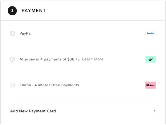 END Clothing US Shopping Tutorial 9: choose payment method
