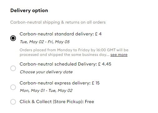 Swarovski UK Shopping Tutorial 7: choose your delivery option