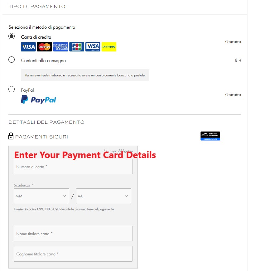 Chloé IT Shopping Tutorial 10: choose payment method and enter card payment details