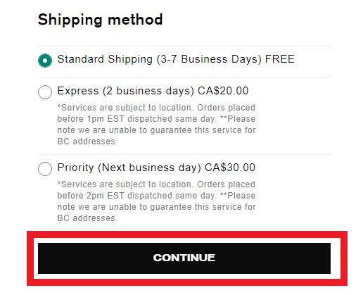 Hunter CA Shopping Tutorial 8: choose shipping method