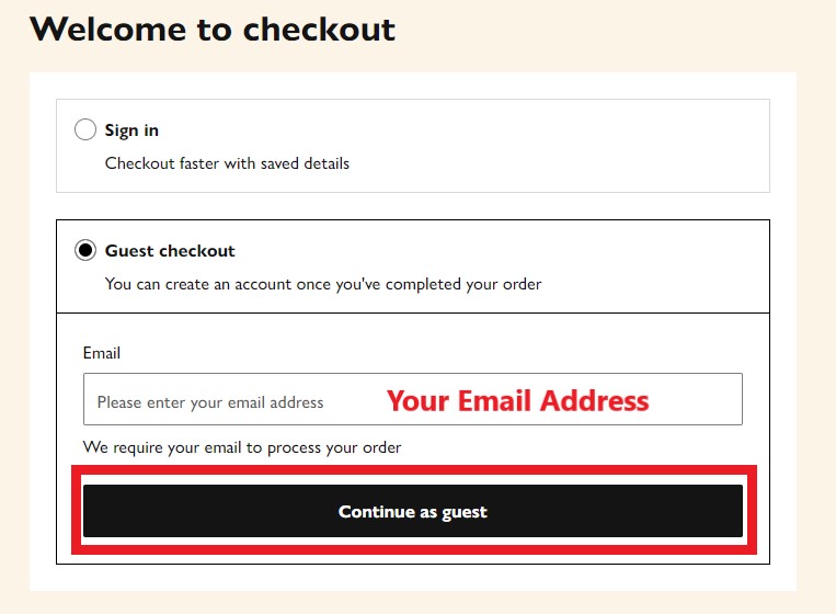 John Lewis UK Shopping Tutorial 6: guest checkout