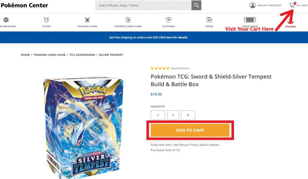 Pokemon Center US Shopping Tutorial 4: add items into cart