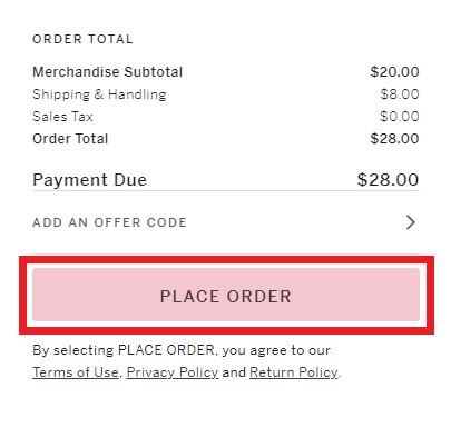 Victoria Secret US Shopping Tutorial 9: place order 